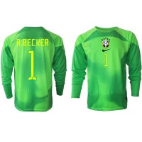 Camiseta Brasil Alisson Becker #1 Portero Visitante Equipación Mundial 2022 manga larga